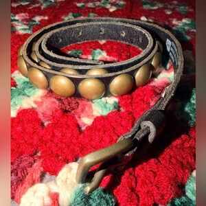 GAP Black Leather Studded Belt with Gold Detail Sz M